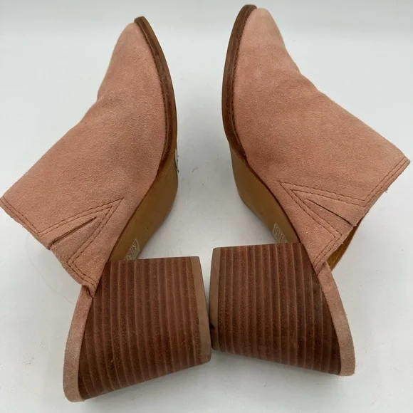 Madewell Harper Pink Suede Stacked Mules - Picture 6 of 9